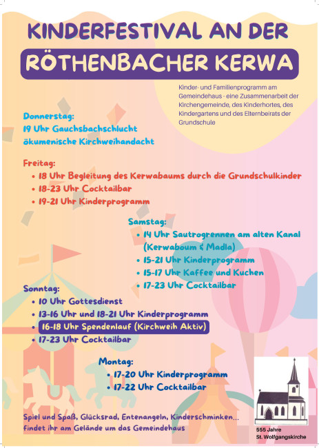 Plakat mit dem Kinderprogramm der Röthenbacher Kerwa 23