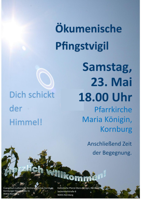 Plakat zur ökumenischen Pfingstvigil 23.5.26 in Kornburg