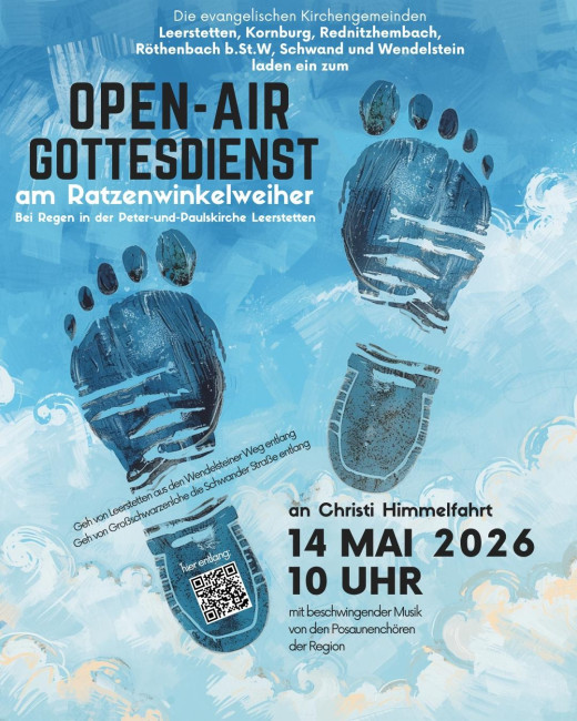 Plakat für den Open-Air-Gottesdienst an Himmelfahrt 26 am Ratzenwinkelweiher
